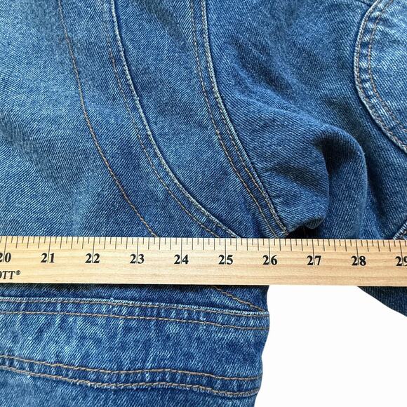 VTG 80s Mirage Jean Jacket Mens L Blue Denim Bomber Western Boho Indie - Picture 3 of 9